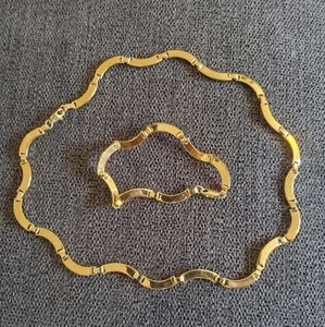 Gold plated necklace and bracelet set